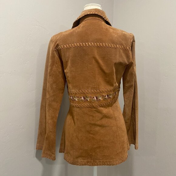 Boho Suede Floral Embroidery Jacket XS/S - Picture 9 of 15
